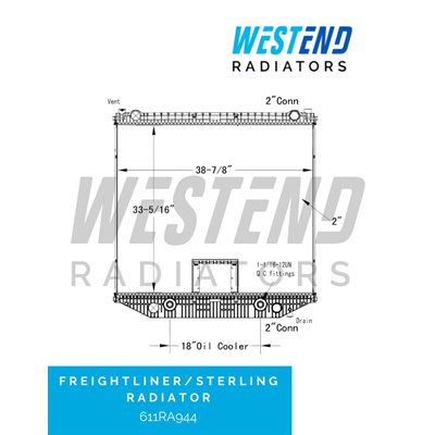 Freightliner / Sterling Radiator 2006 - 2017 – (18” Oil Cooler W / QC Fittings with PTO) various Freightliner / Sterling Radiator 2006 - 2017 – (18” Oil Cooler W / QC Fittings with PTO) various