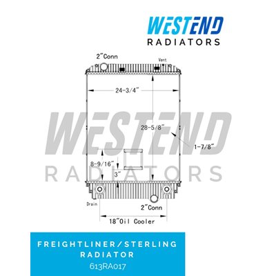 Freightliner / Sterling Radiator – 1997-2004 (18” Oil Cooler, with PTO) various  Freightliner / Sterling Radiator – 1997-2004 (18” Oil Cooler, with PTO) various